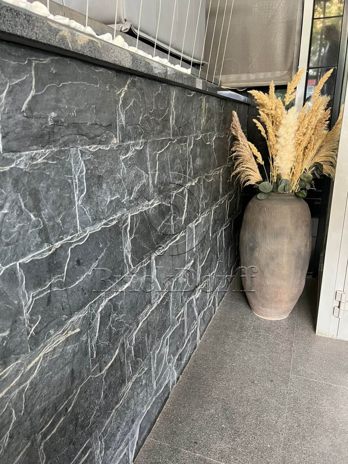 Цокольная, фасадная плитка из натурального камня - сланец,  №2 антрацит 400*200*10/20 мм