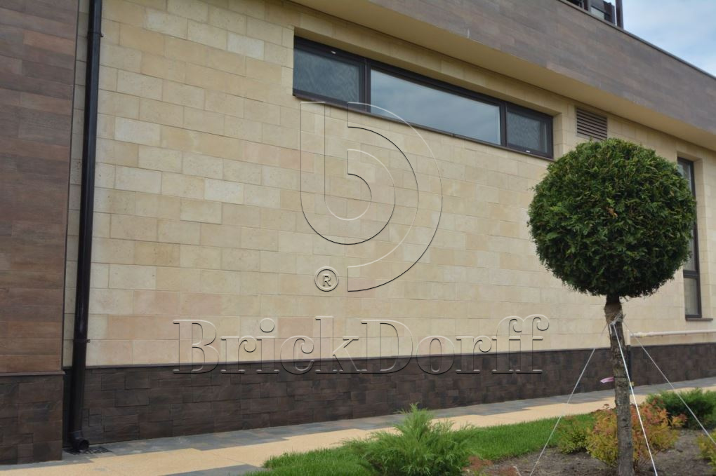 Фасадная облицовочная декоративная плитка травертин-касса 01