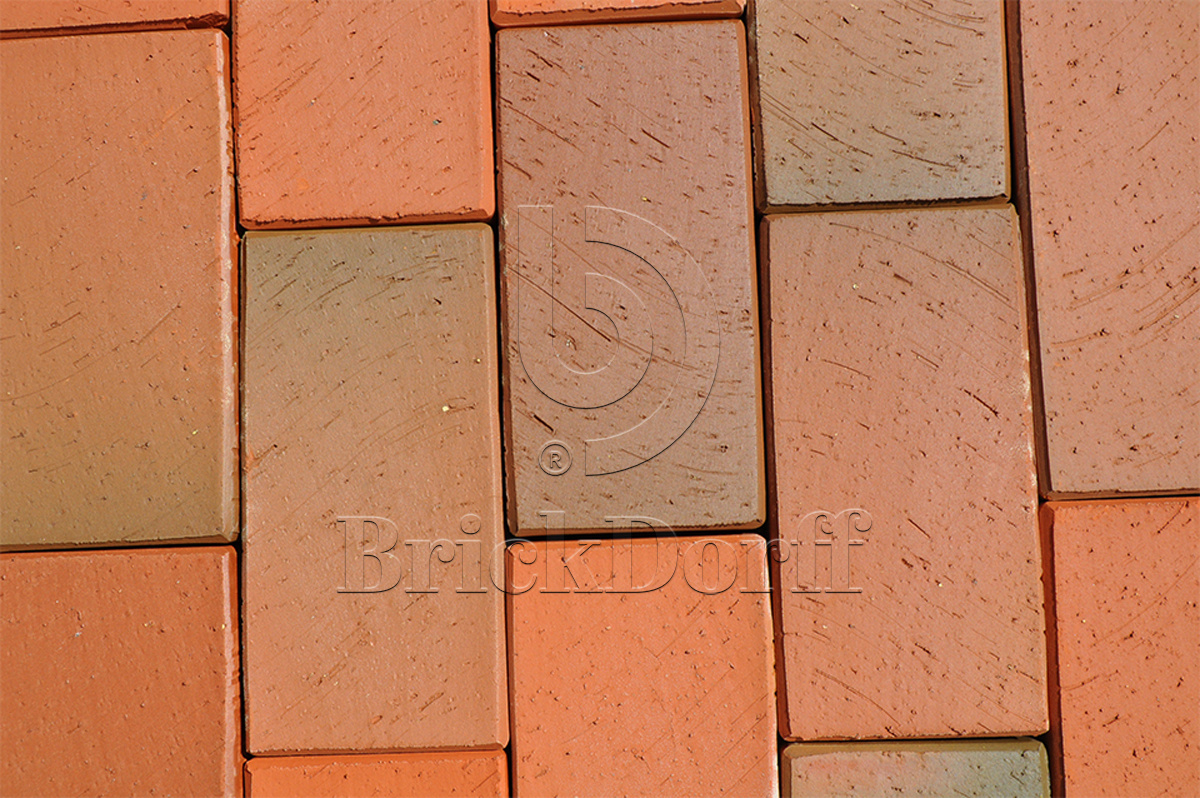 Клинкерная тротуарная плитка - брусчатка Lode RUDITE терракотовый пестрый 200х100х52 мм