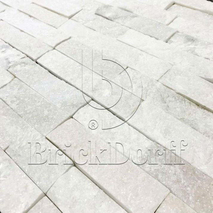 Кварцит Белый 600*150*10-20 мм, натуральный камень для интерьера BD