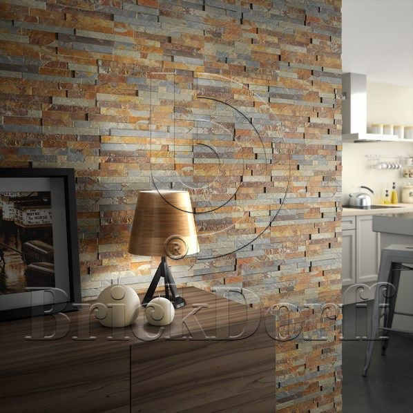 Сланец Цветной-1120 600*150*10-20 мм, натуральный камень для фасада и интерьера BD