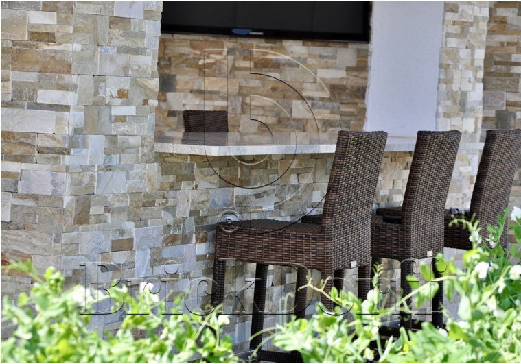 Сланец Бежевый 350*180*10\12 мм, натуральный камень для фасада и интерьера BD