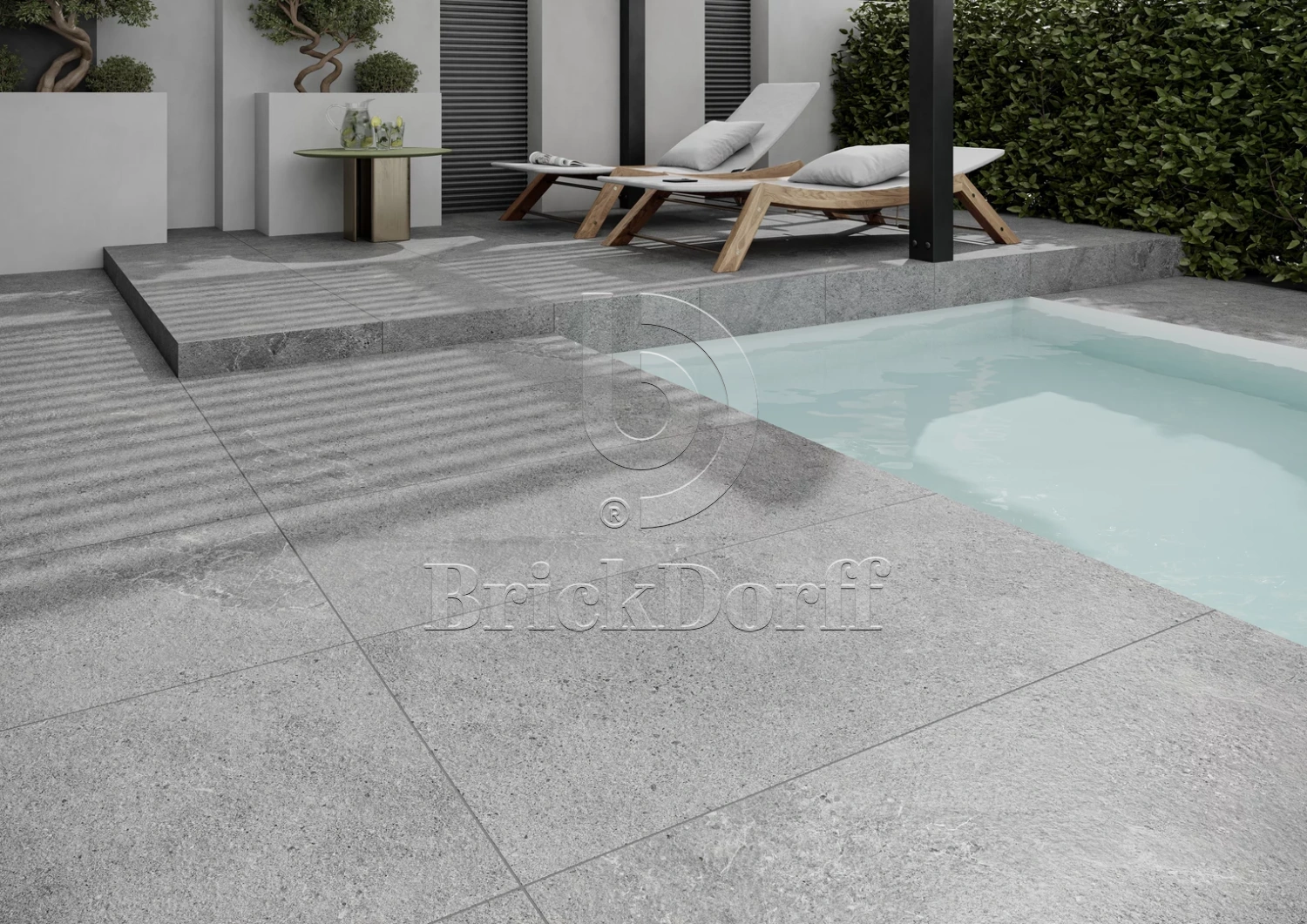 Authority Graphite Gres 595*895*20 мм тротуарная плитка уличная, противоскользящая, керамогранитная Paradyz