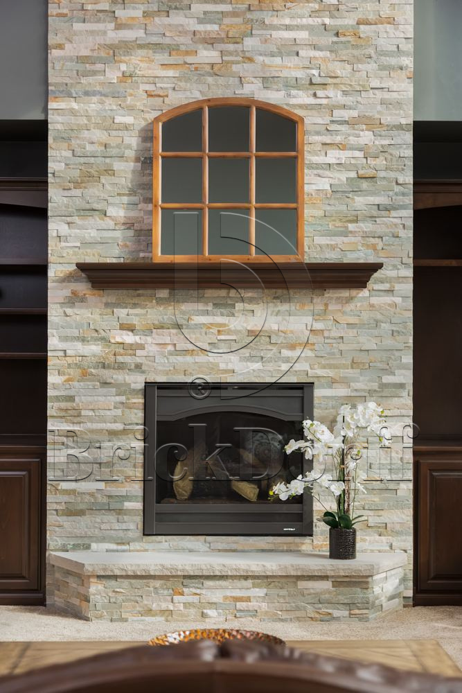 Сланец Бежевый-014 600*150*10-20 мм, натуральный камень для фасада и интерьера BD