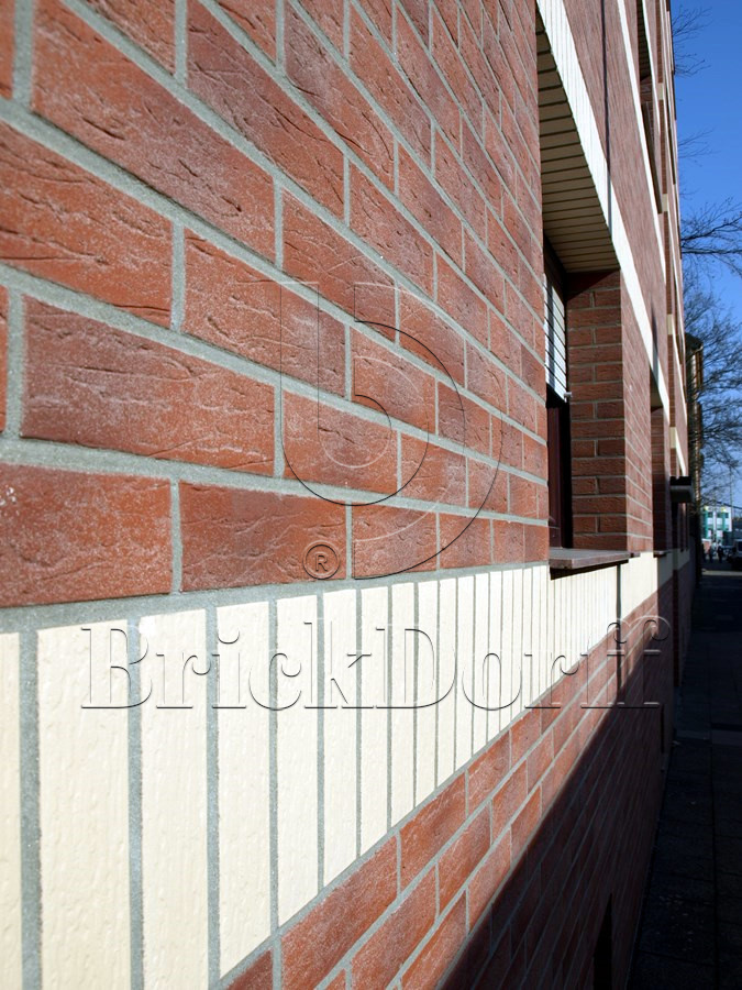 Клинкерная фасадная плитка облицовочная под кирпич Stroeher (Штроер) Keraprotect 416 rotterdam рельефная NF11, 240*71*11 мм