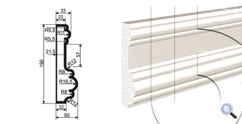 МОЛДИНГ цокольный для Фасада и Интерьера - лепнина, декор из пенополистирола ЦВ-190/1 190*50*2000 мм