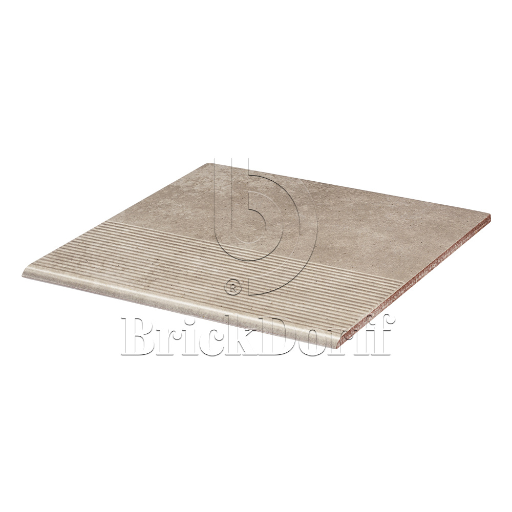 Viano Beige клинкерная ступень с насечками плоская противоскользящая 300x300x11 мм
