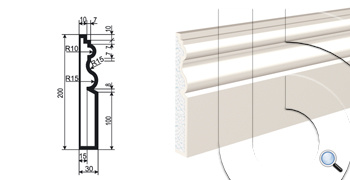 МОЛДИНГ цокольный для Фасада и Интерьера - лепнина, декор из пенополистирола ЦВ-200/1 200*30*2000 мм