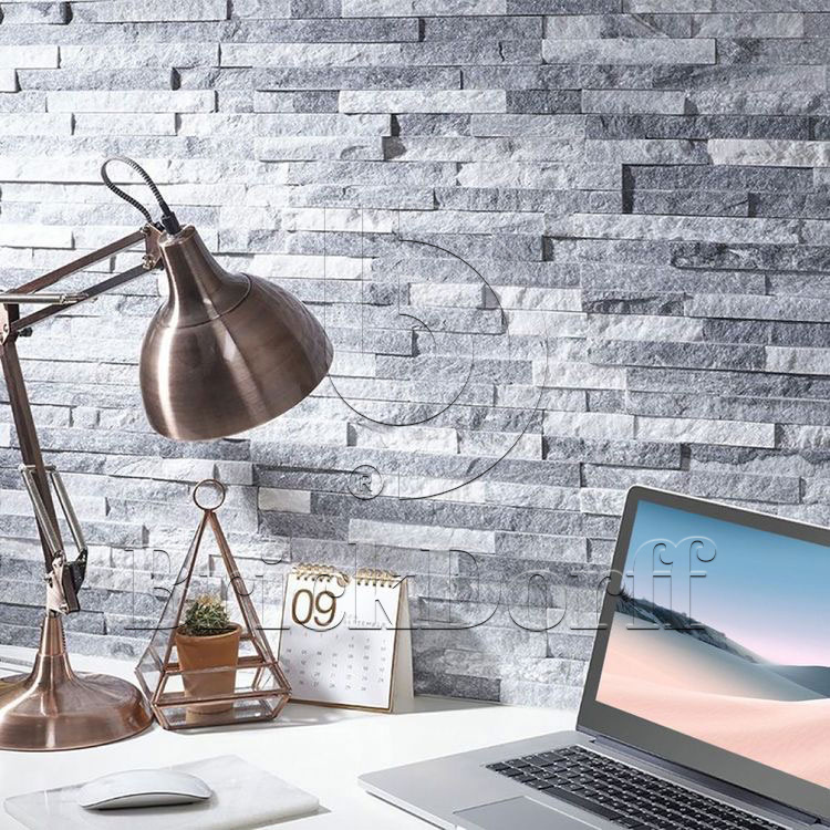 Кварцит бело-серый 1308g 600*150*10-20 мм, натуральный камень для интерьера и фасада BD