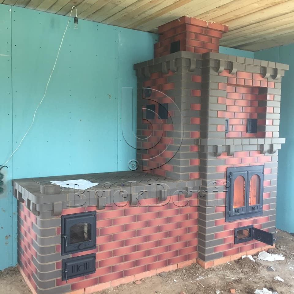 Lode Gemini гладкий, 250*120*65 мм, Печной Полнотелый Кирпич керамический красный, пестрый