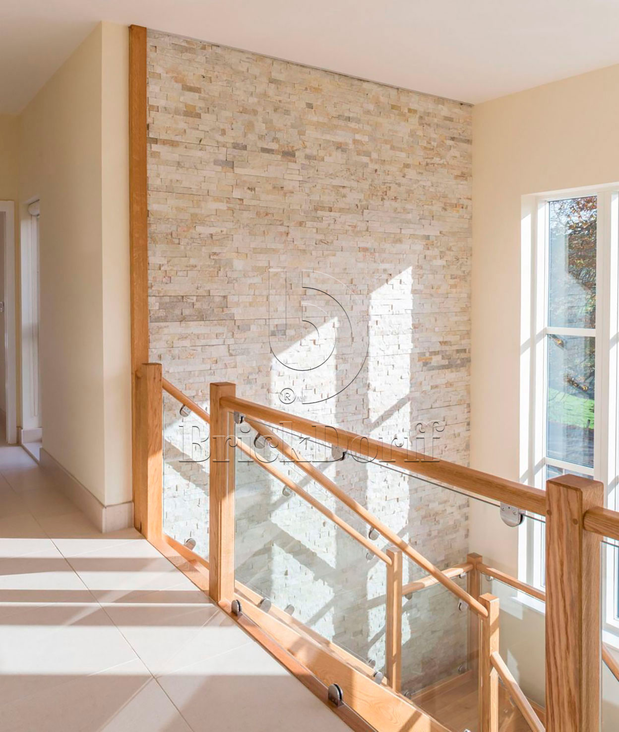 Кварцит Бежевый 600*150*10-20 мм, натуральный камень для интерьера и фасада BD