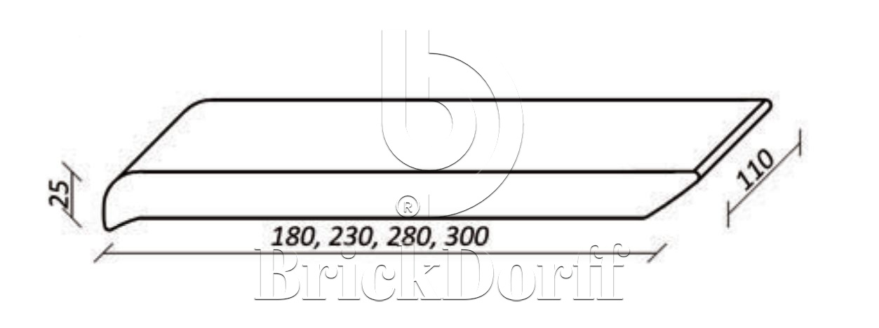 180*110*25 мм ОК18 темно-коричневый Клинкерный подоконник - фасад дома ZG Klinker