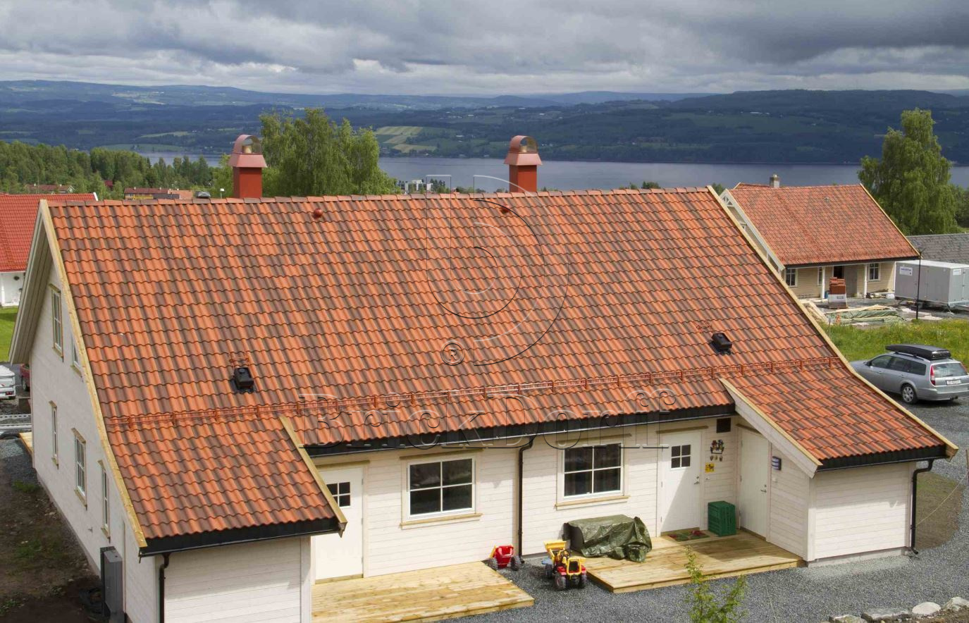 Вентиляционная черепица натуральная цементно-песчаная Antik кирпично-красный 29, Kriastak Baltic tile