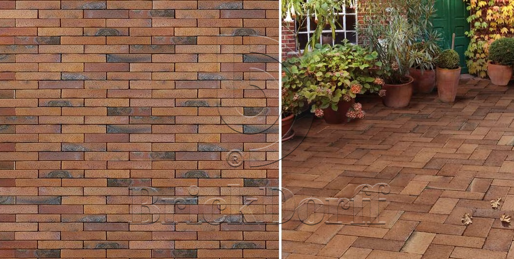 Тротуарная плитка / брусчатка Клинкерная ABC Ember (Ембер) (orange-gelb-Kohlebrand) 200*100*52 мм