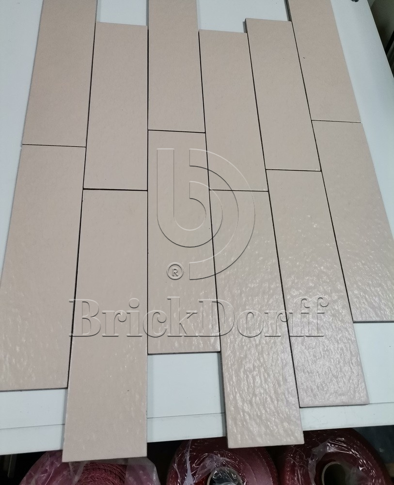 Амстердам-7 рельефная, белая клинкерная фасадная плитка под кирпич 245*65*7 мм, керамин