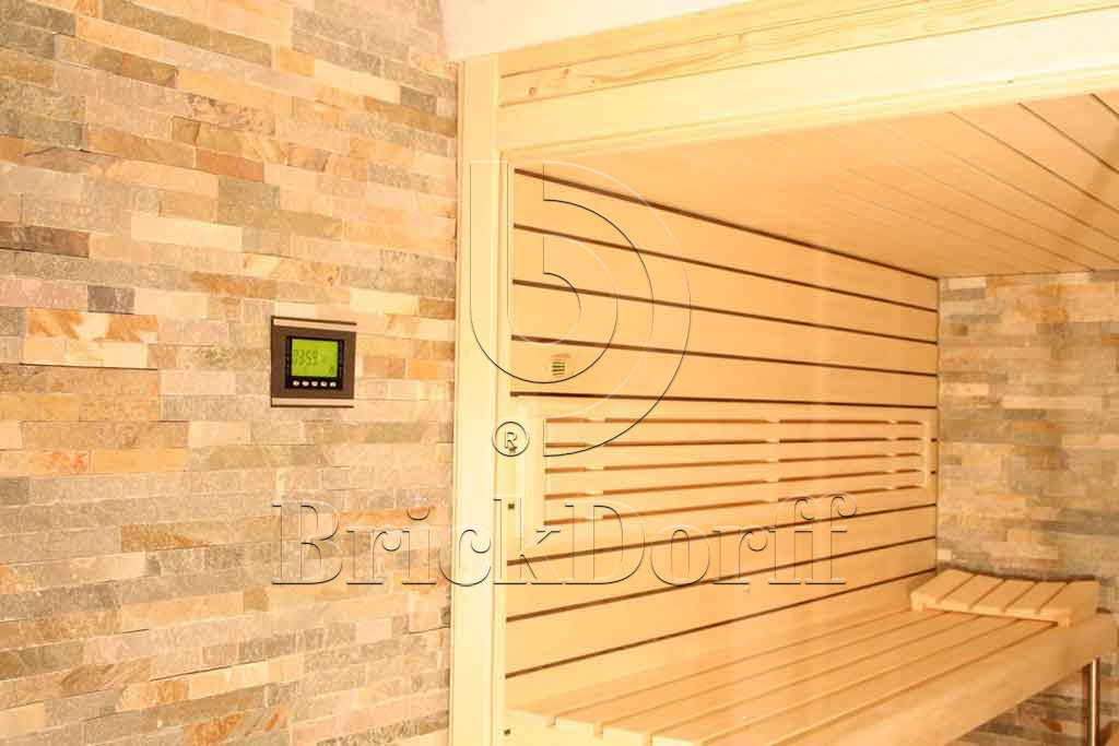 Сланец Бежевый-014 600*150*10-20 мм, натуральный камень для фасада и интерьера BD