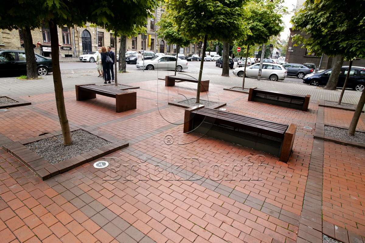 Клинкерная тротуарная плитка - брусчатка Lode JANKA Красная 200х100х70 мм