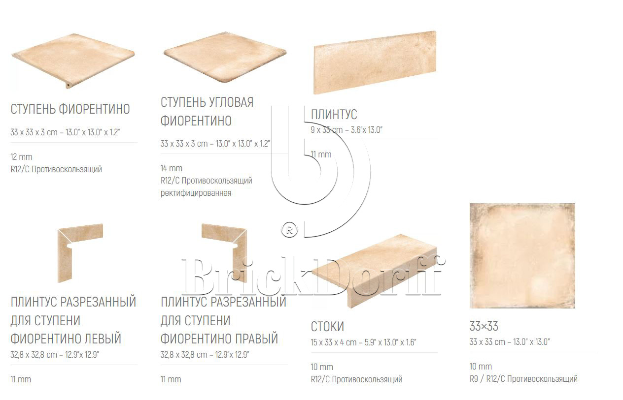 Alhamar PAJA Exagres 330*330*12 мм, клинкерная ступень флорентинер- с капиносом, противоскользящая