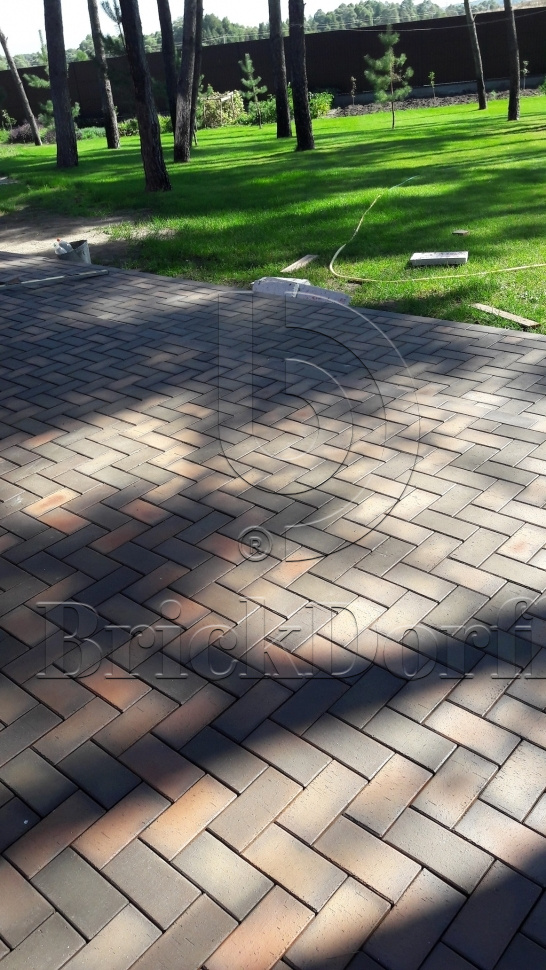 Тротуарная плитка / брусчатка Клинкерная ЛСР (RAUF Design) темно-красный флэшинг "Глазго" 200*100*50 мм