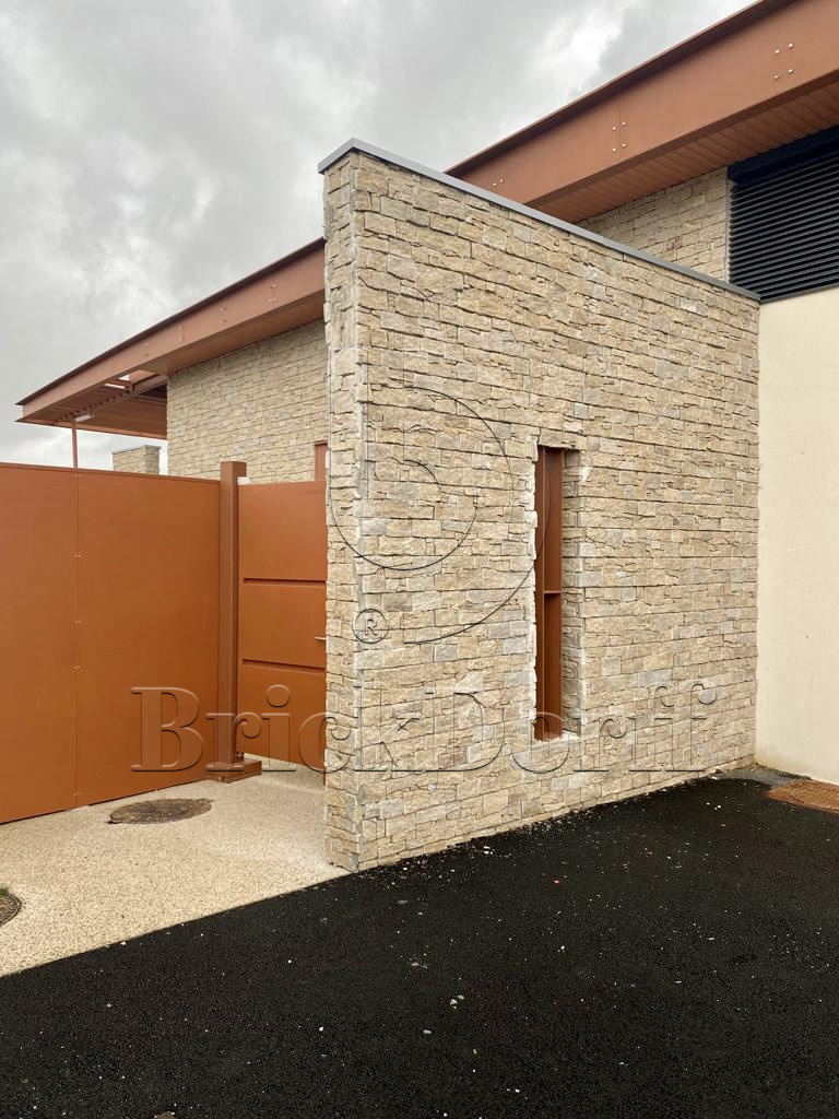 Камень грубый кварцит серо-бежевый 550*200*20\40 мм, натуральный камень для фасада и интерьера BD