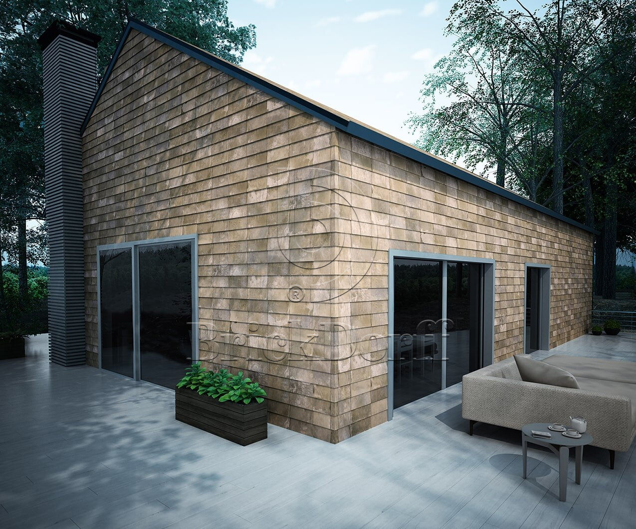 Tempio Rustikotta WHITE SPLATTER 200x400x14мм Дранка керамическая плитка для навесного вент Фасада и Кровли