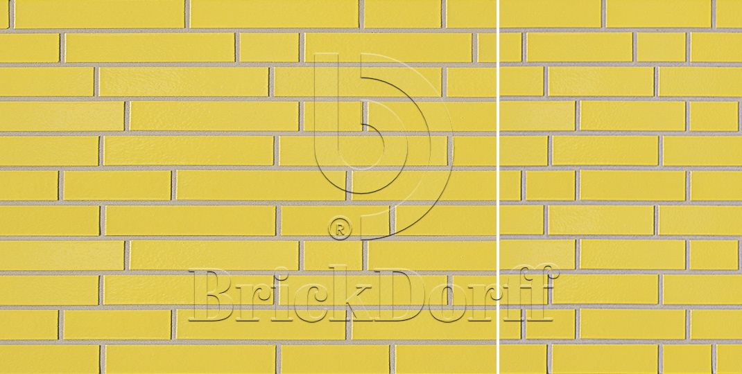 Глазурованная клинкерная фасадная плитка под кирпич ABC Gelb 310 желтая, 240*52*10 мм