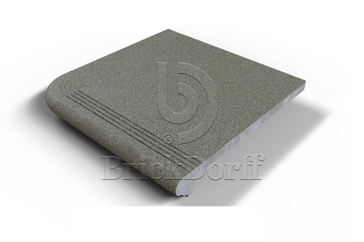 502 Угловая ступень Флорентинер противоскользящая с насечками, серая 330*330*17 мм