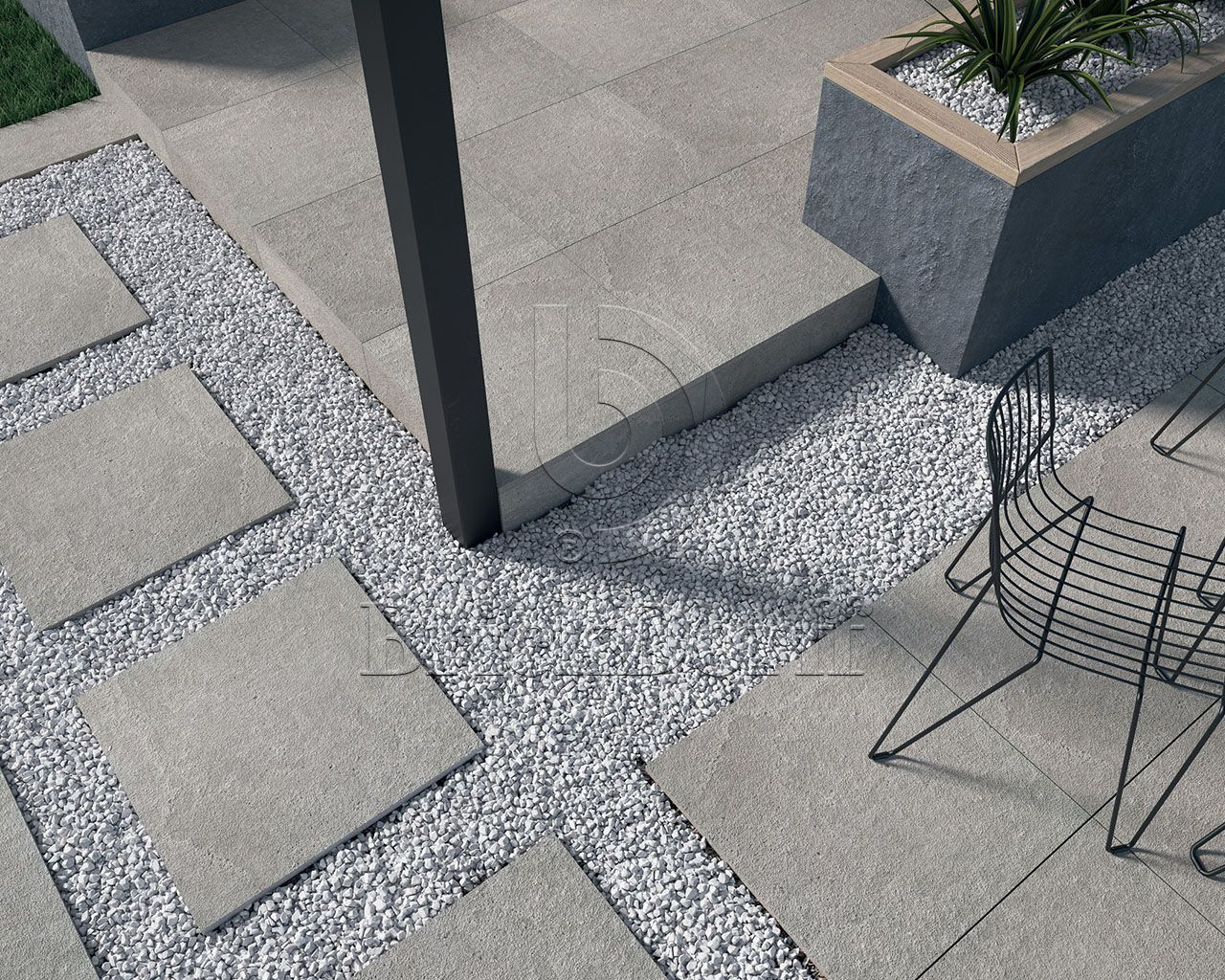 Optimal Antracite 595*895*20 мм тротуарная плитка уличная, противоскользящая, керамогранитная Paradyz