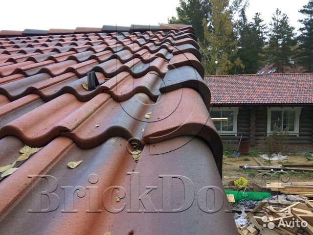 Вентиляционная черепица натуральная цементно-песчаная Antik кирпично-красный 29, Kriastak Baltic tile