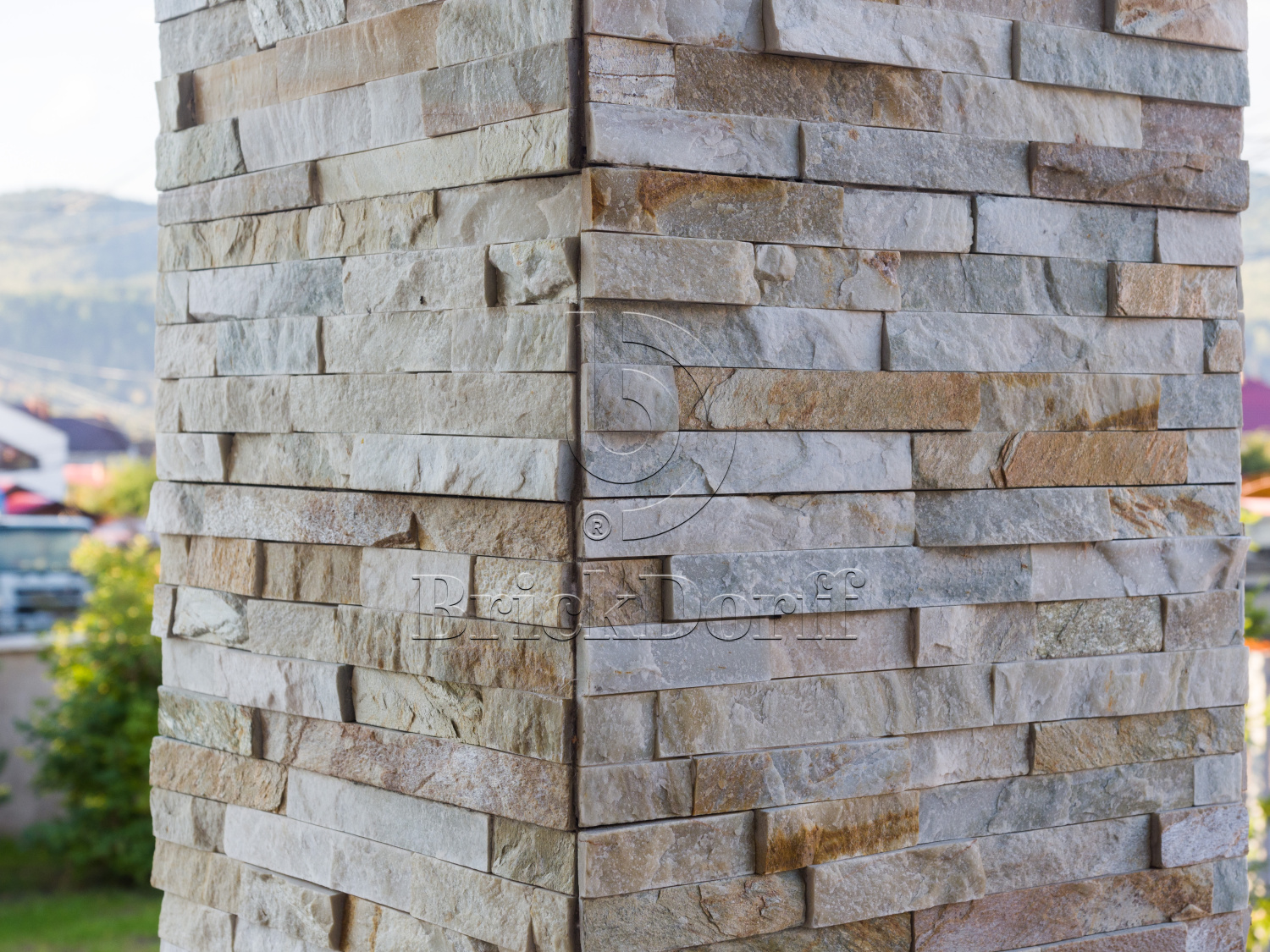 Сланец Бежевый-014 600*150*10-20 мм, натуральный камень для фасада и интерьера BD