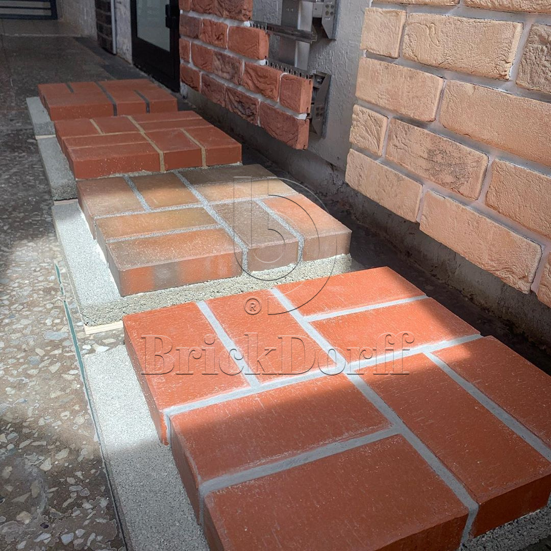 Тротуарная плитка / брусчатка Клинкерная ЛСР красный флэшинг "Ноттингем" 200*100*50 мм