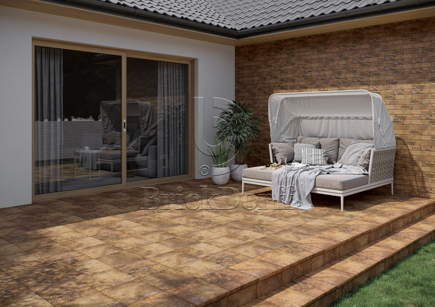 Клинкерная плитка Arteon Ochra 300x300x11 – для улицы, террасы, крыльца, лестницы, морозостойкая