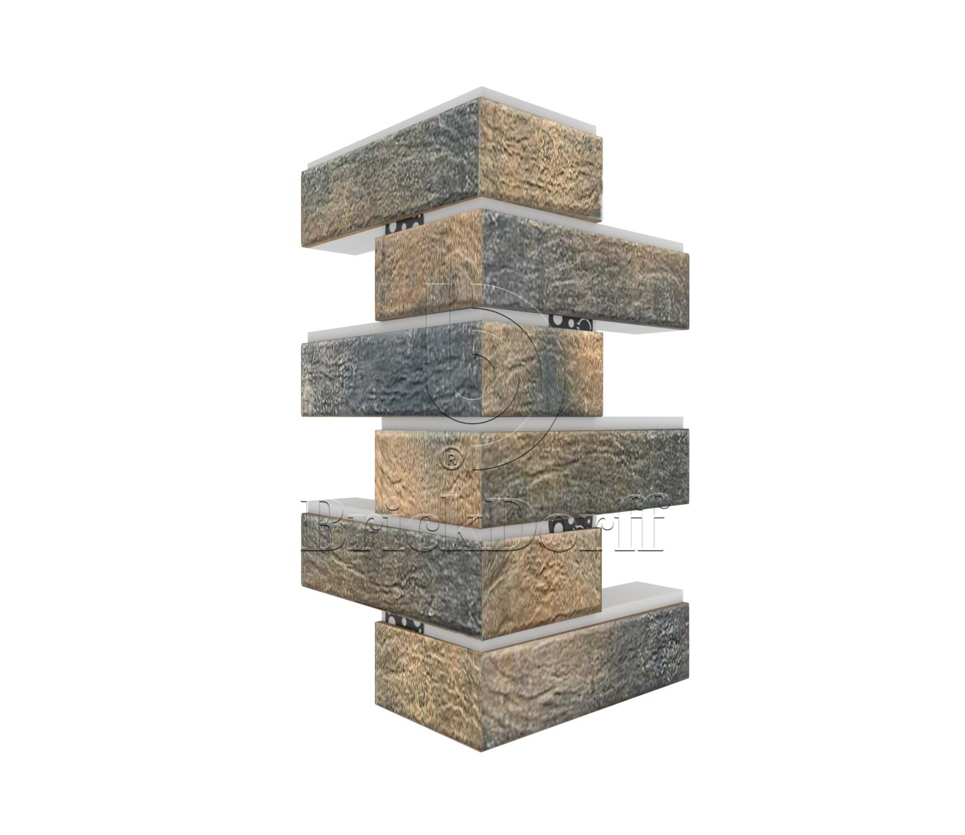 Loft Brick Cardamon Угловая фасадная термопанель из пенополистирола ППС 40 мм, 0,17 м2 с клинкерной плиткой