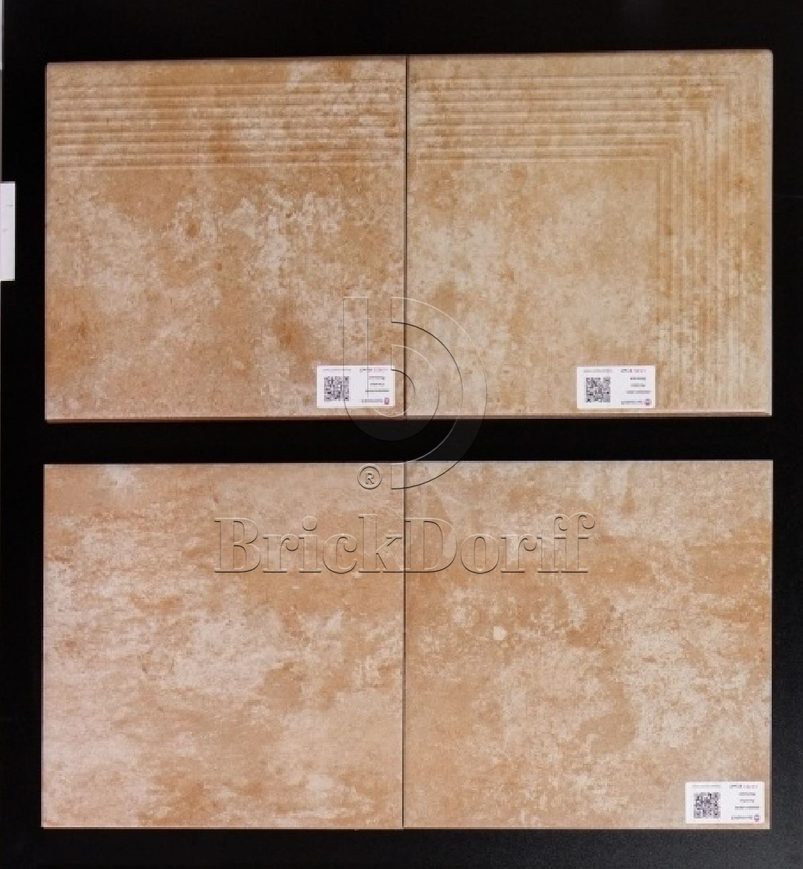 Ilario Beige клинкерная ступень с насечками противоскользящая 300x300x11 мм