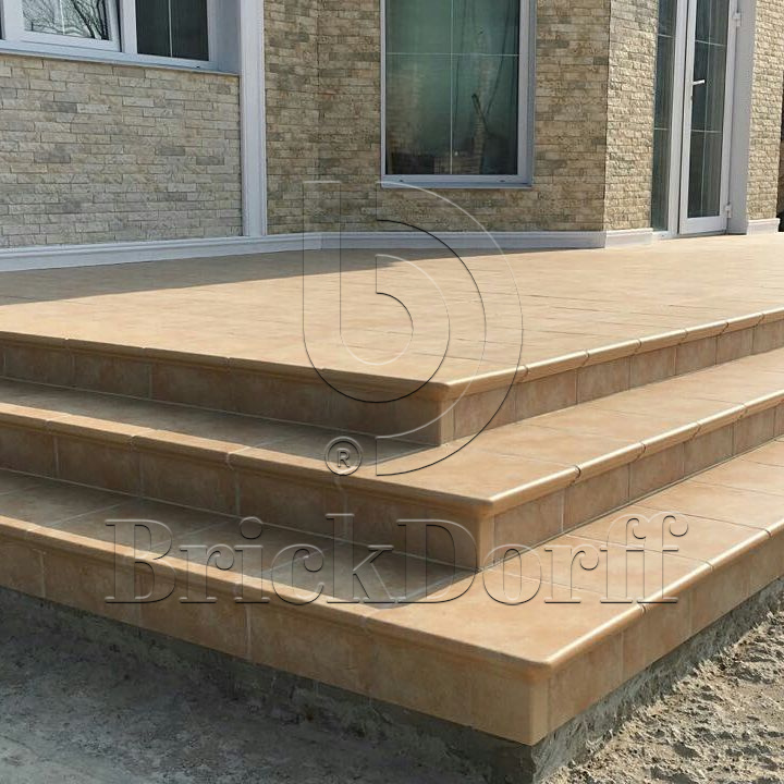 Клинкерная ступень флорентинер противоскользящая плитка EURAMIC CAVAR 541 facello 340*294*10 мм