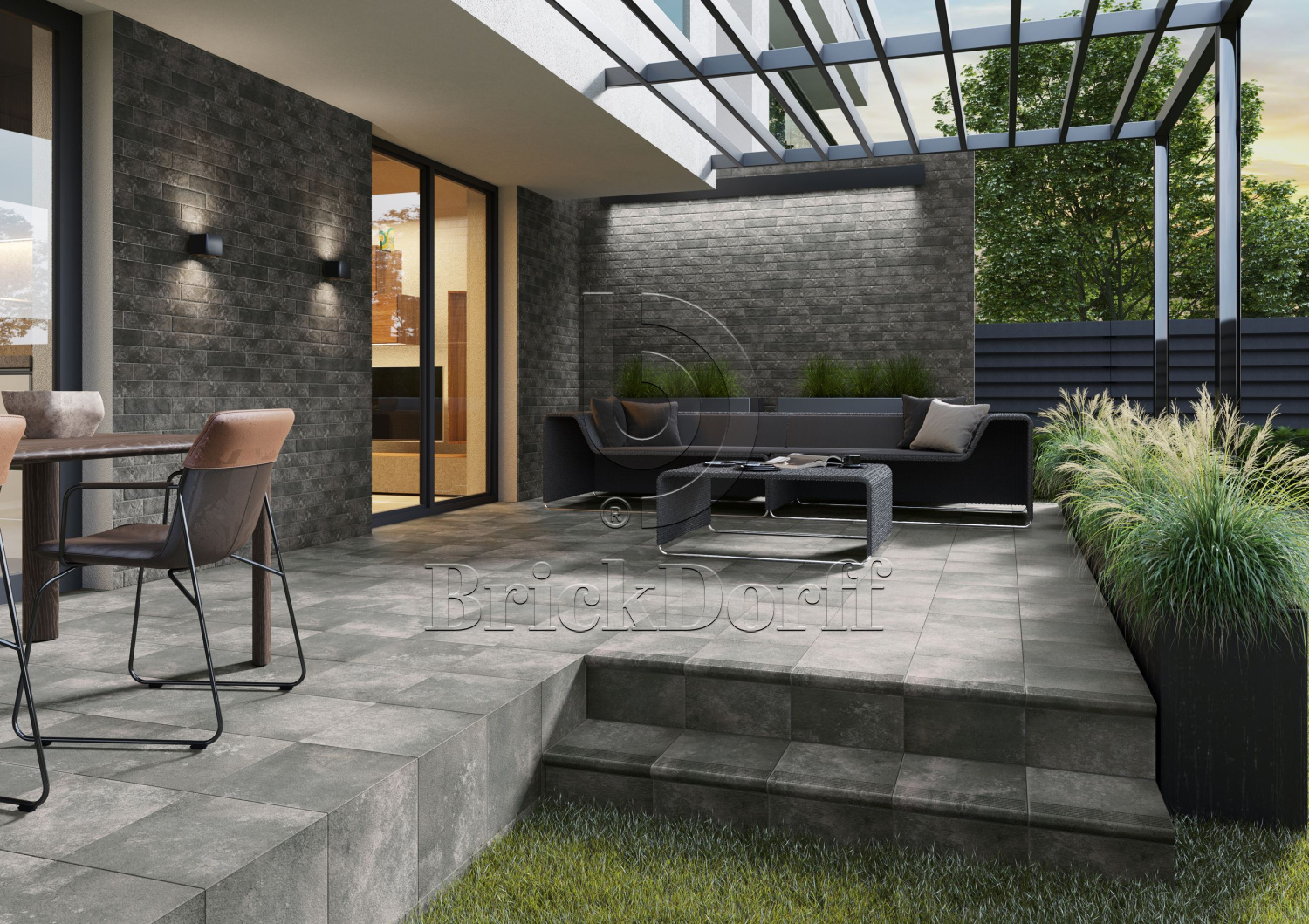 Клинкерная плитка Arteon Grys 300x300x11 – для улицы, террасы, крыльца, лестницы, морозостойкая