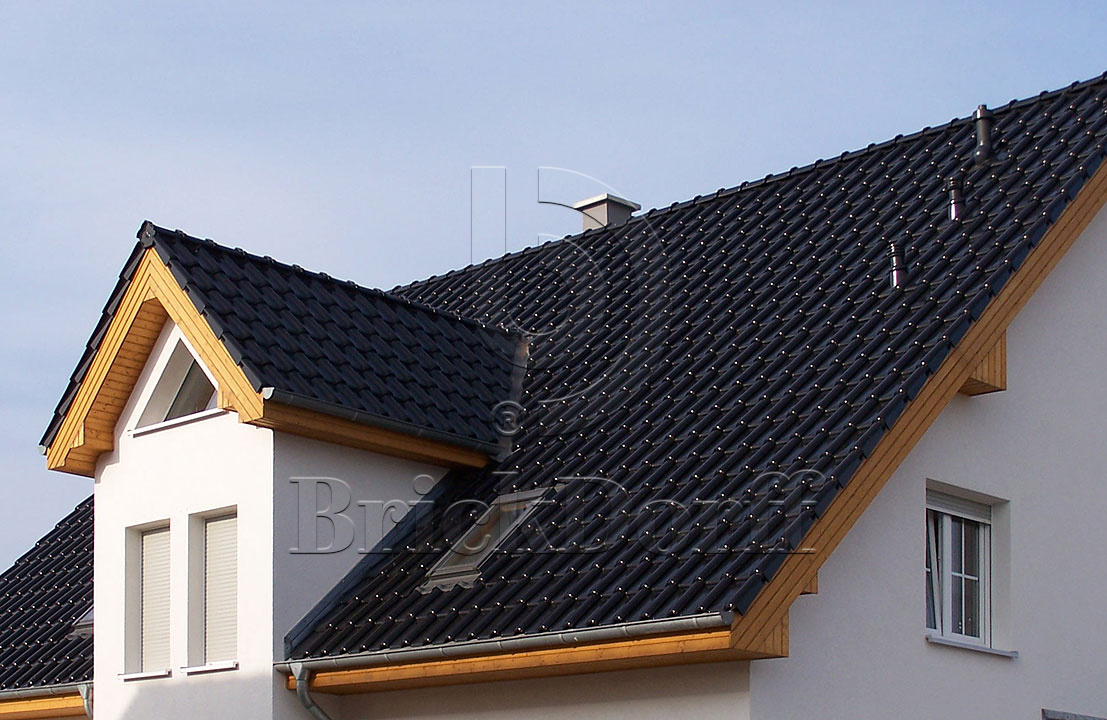 Керамическая черепица рядовая Roben MONZAplus черно-коричневый глазурь