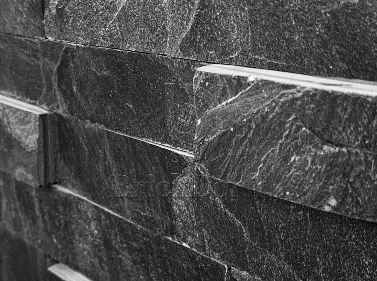 Сланец Черный-018 600*150*10-20 мм, натуральный камень для фасада и интерьера BD