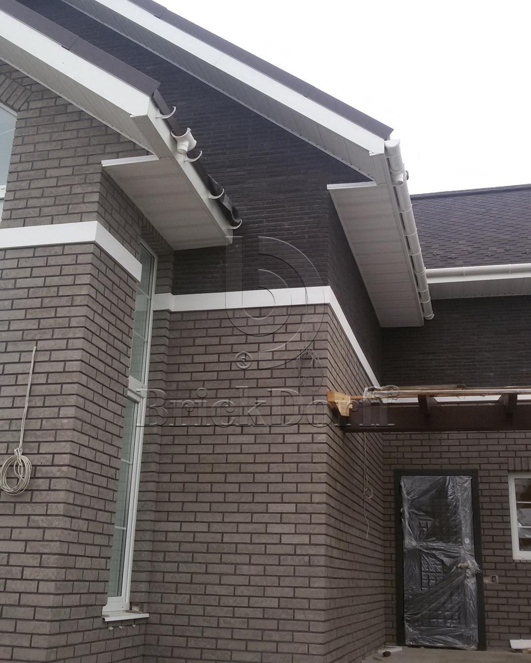 Клинкерная фасадная плитка облицовочная под кирпич Stroeher (Штроер) Zeitlos 237 austerrauch рельефная, 400*35*14 мм