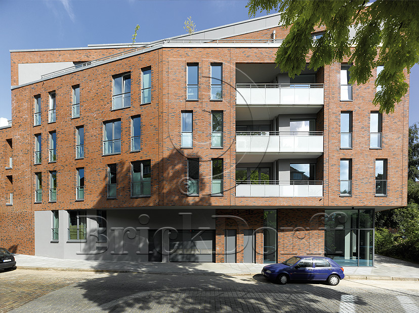 Клинкерная фасадная плитка облицовочная под кирпич Stroeher (Штроер) Zeitlos 353 eisenrost рельефная, 400*35*14 мм