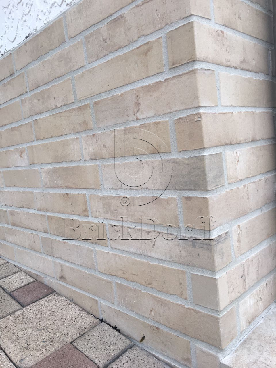 Клинкерная фасадная плитка облицовочная под кирпич Stroeher (Штроер) Kontur EG 470 beige engobiert рельефная, 440*52*12 мм