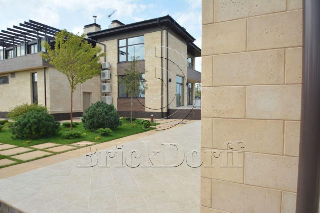 Фасадная облицовочная декоративная плитка травертин-касса 01