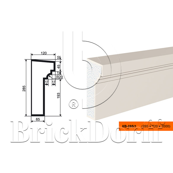 КАРНИЗ для Фасада и Интерьера - лепнина, декор из пенополистирола КВ-285/1 285*120*2000 мм