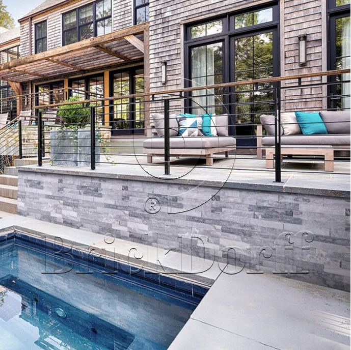 Кварцит бело-серый 1308g 600*150*10-20 мм, натуральный камень для интерьера и фасада BD