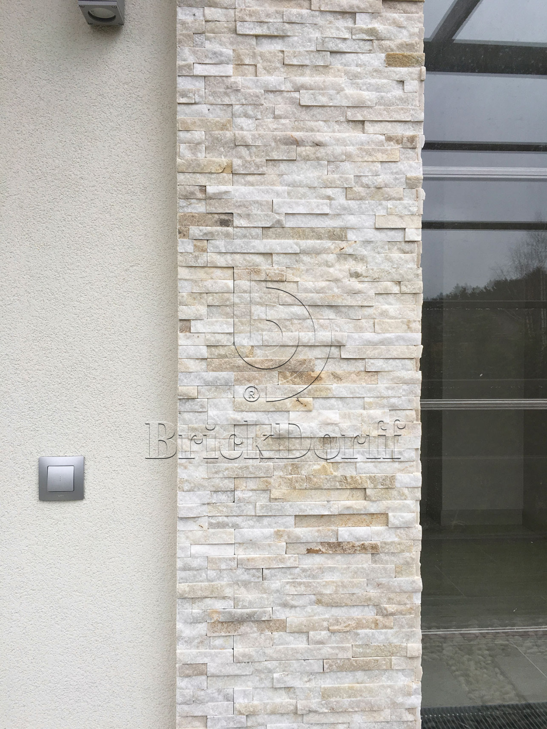 Кварцит Бежевый 600*150*10-20 мм, натуральный камень для интерьера и фасада BD