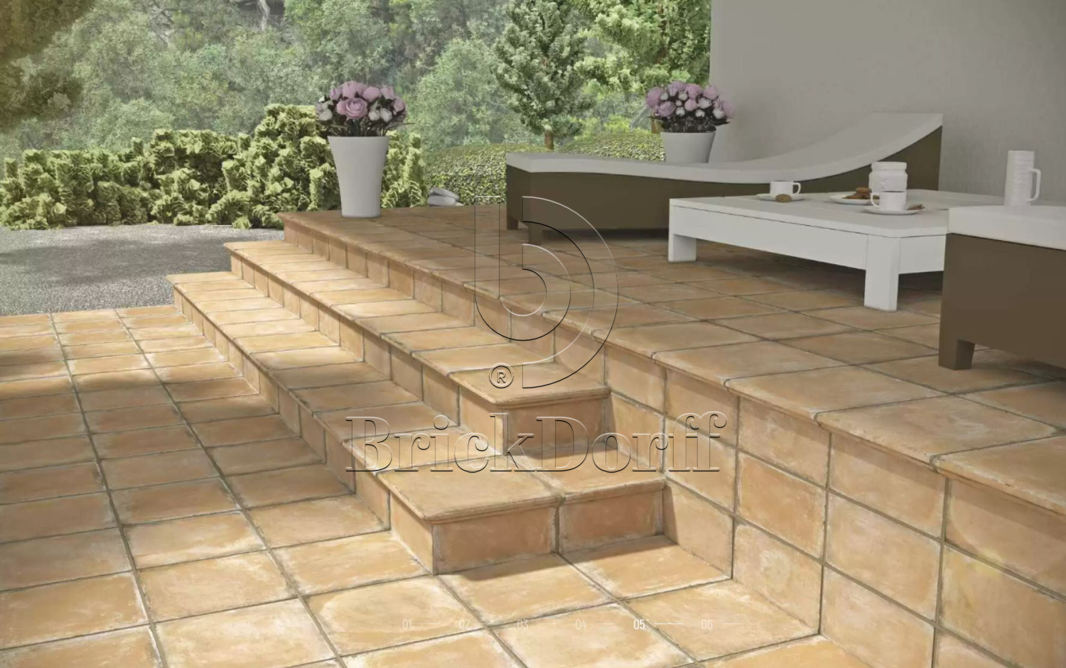 Alhamar PAJA Exagres 330*330*12 мм, клинкерная ступень флорентинер- с капиносом, противоскользящая