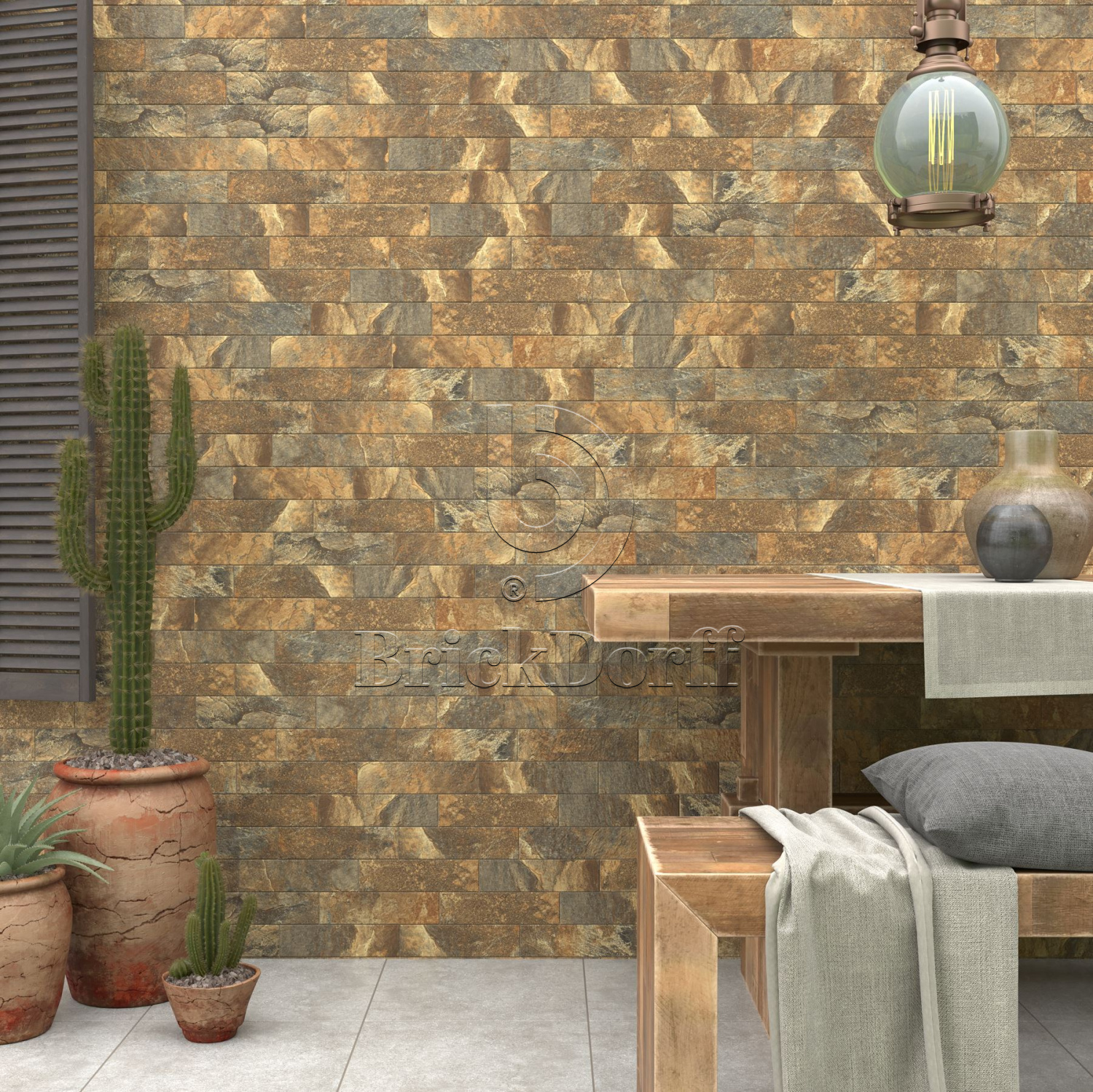 Колорадо-4 коричневая клинкерная фасадная плитка под кирпич 245*65*7 мм, керамин