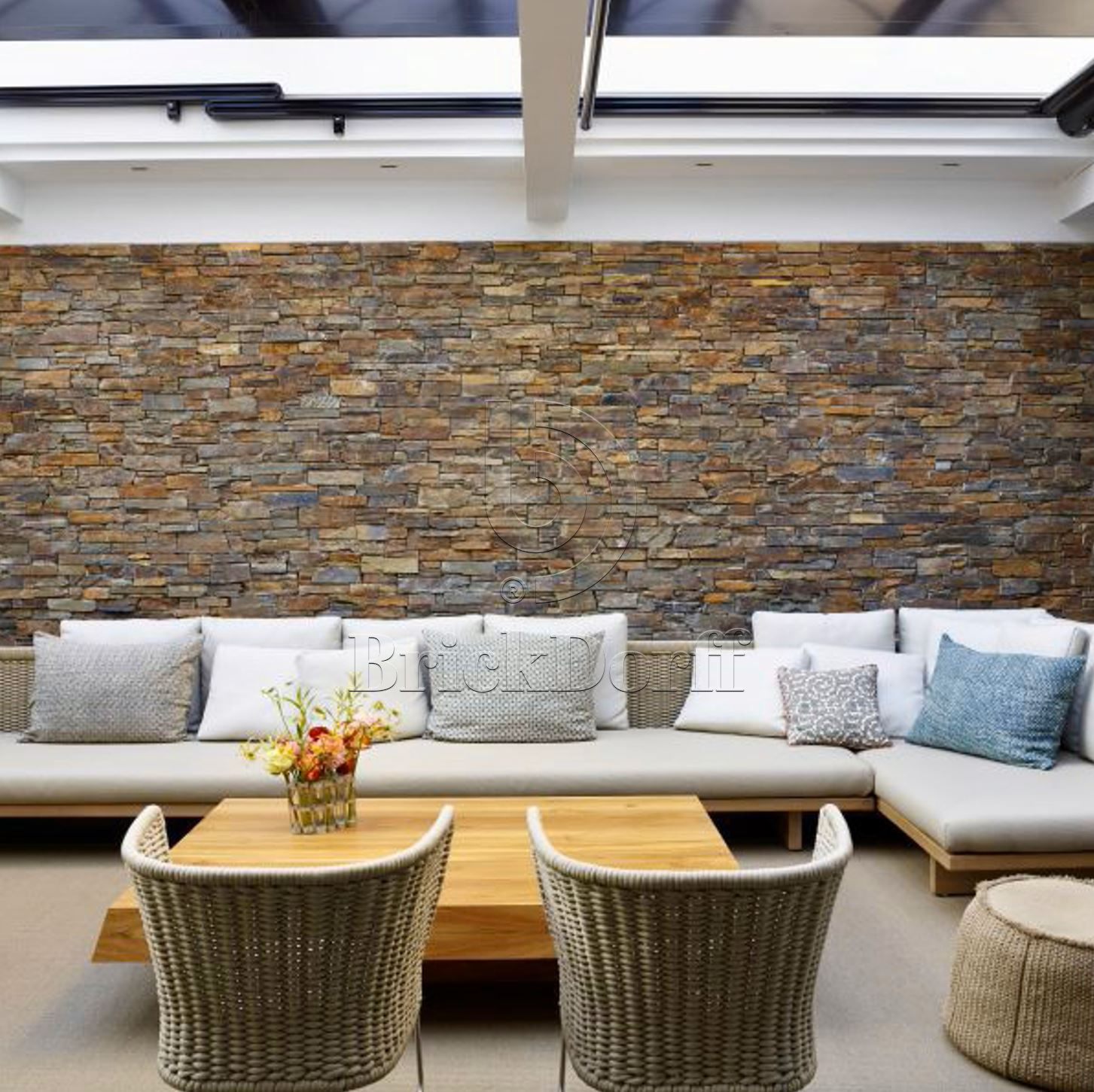 Камень грубый кварцит цветной 550*200*20\40 мм, натуральный камень для фасада и интерьера BD