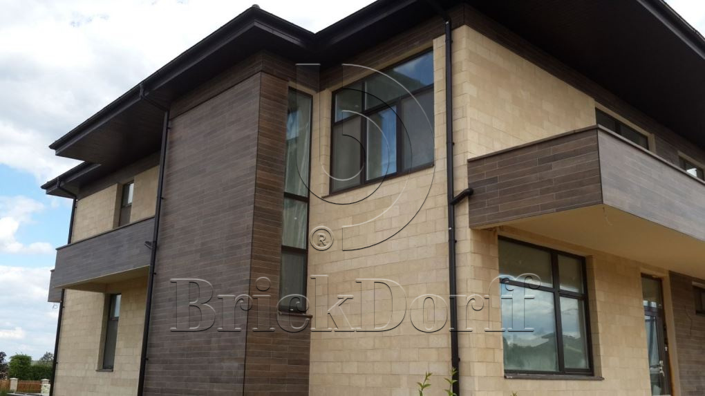 Фасадная облицовочная декоративная плитка травертин-касса 01