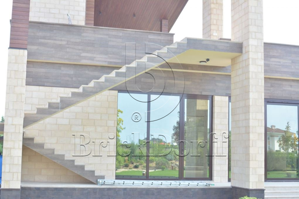 Фасадная облицовочная декоративная плитка травертин-касса 01